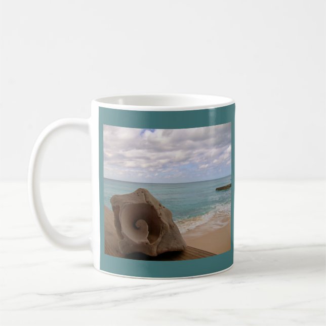 Caneca De Café Praia do paraíso de Shell do Conch (Esquerda)