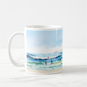 Caneca De Café Praia E Onda
