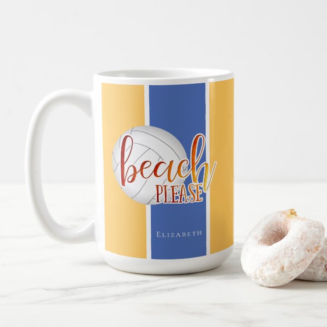 Caneca De Café praia engraçada dizendo vôlei feminina personaliza (Com Donut)