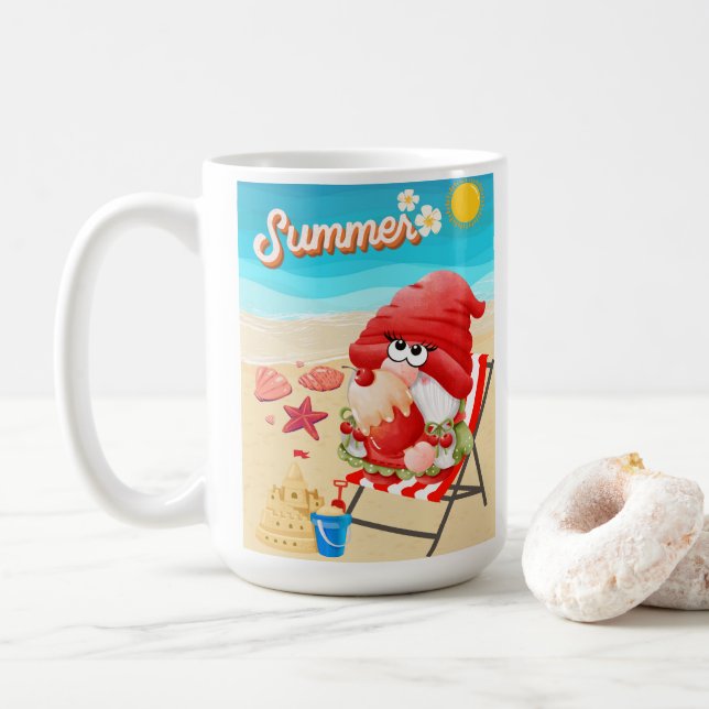Caneca De Café praia, férias (Com Donut)
