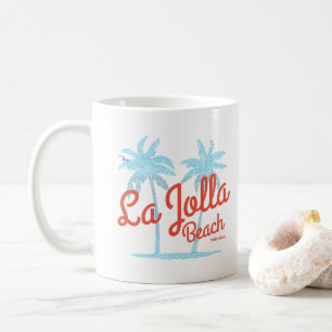 Caneca De Café Praia La Jolla San Diego Califórnia Palmeiras Vint