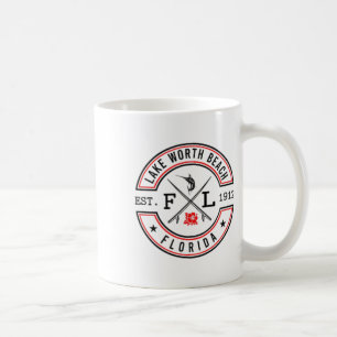 Caneca De Café Praia Lake Worth Beach Flórida Fl Surfista Retro F