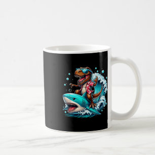 Caneca De Café Praia Lover T-rex Dinossaur Andando Tubarão Surfan