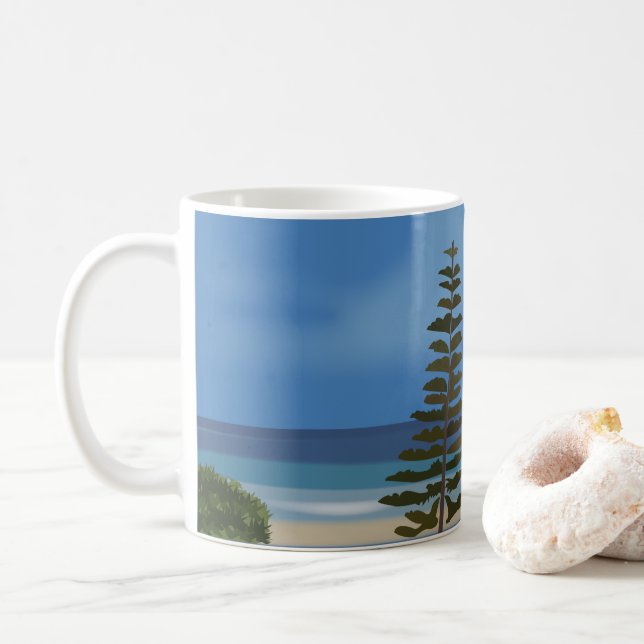 Caneca De Café Praia Mar Pinheiro Natureza (Com Donut)