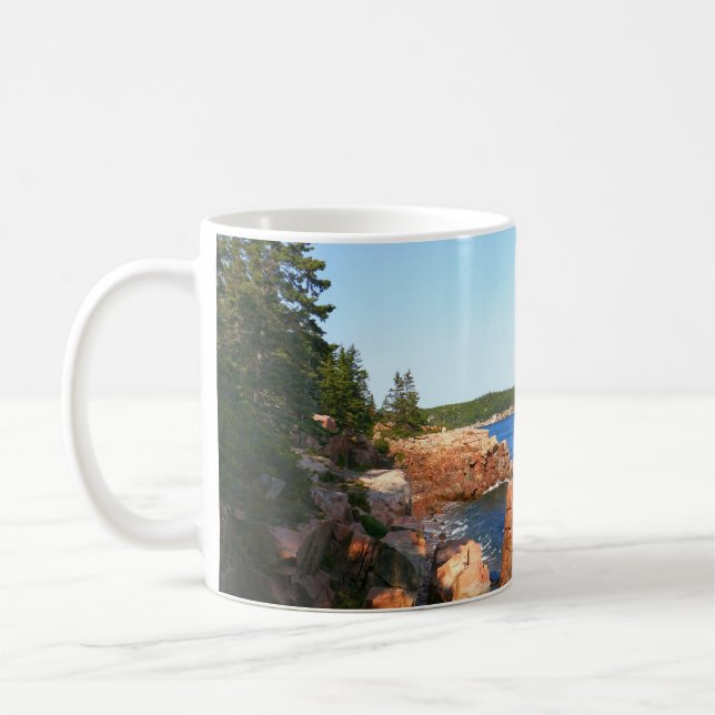 Caneca De Café Praia Rochosa de Acadia perto de Thunder Hole (Esquerda)