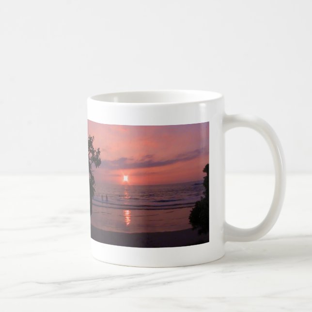 Caneca De Café Praia Romântica do Oceano Sunset Havaiano (Direita)