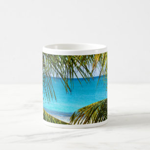 Caneca De Café Praia Tropical com Palm Fronds