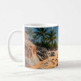 Caneca De Café Praia Tropical Elegante da Concha Dourada