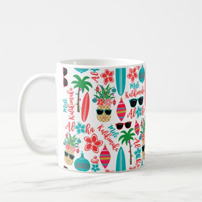 Caneca De Café Praia Tropical Havaiana - Abacaxi Mele Kalikimaka (Esquerda)