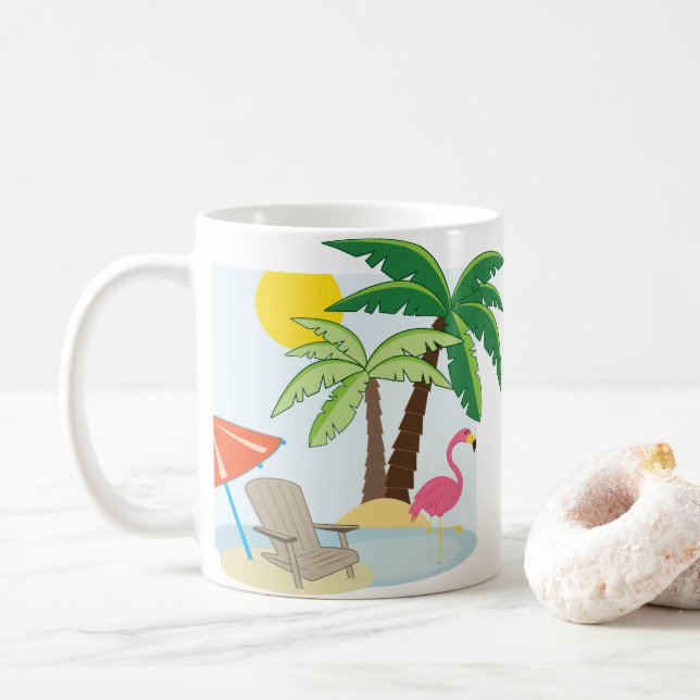 Caneca De Café Praia Verão (Com Donut)