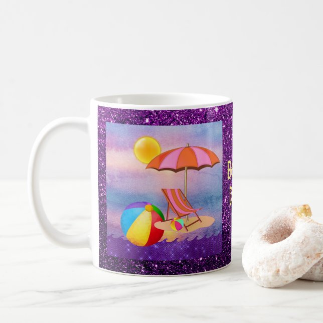 Caneca De Café Praia vibrante (Com Donut)