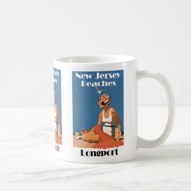 Caneca De Café Praias de Nova Jersey ~ Longport (Direita)