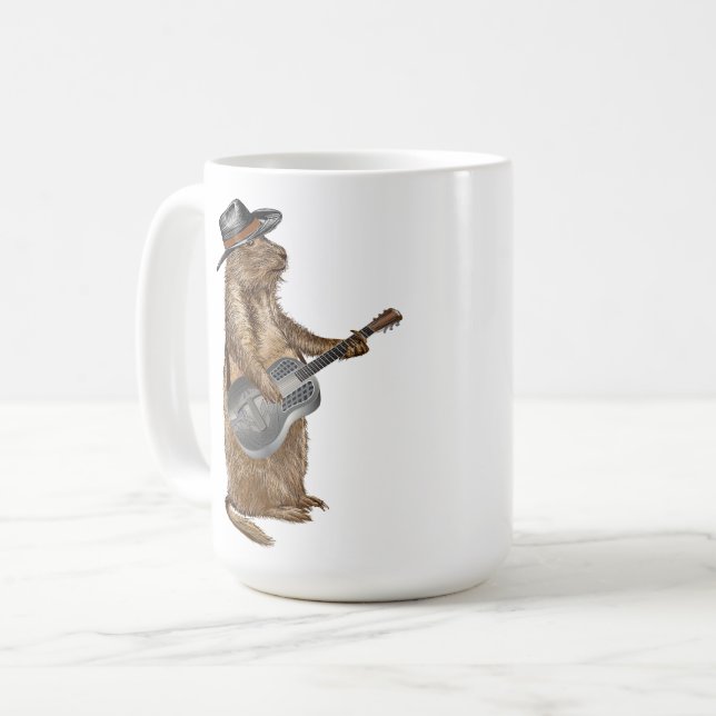 Caneca De Café Prairie Dog Guitar (Frente Esquerda)
