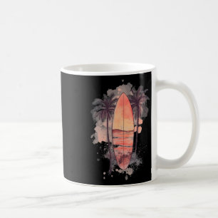 Caneca De Café Prancha de Surf Aquarela Surf Beach Palmeiras Sur