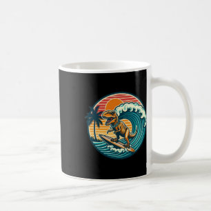 Caneca De Café Prancha de Surf de Dinossauro Engraçado Praia Verã