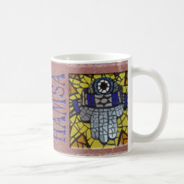 Caneca De Café Prata amarela Hamsa do fulgor com Talis e o olho