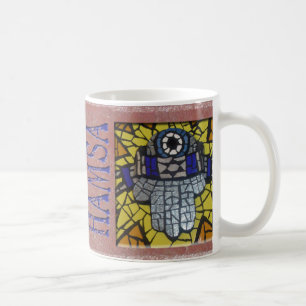 Caneca De Café Prata amarela Hamsa do fulgor com Talis e o olho