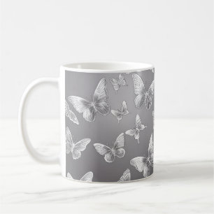 Caneca De Café Prata Borboletas Selvagens