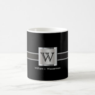 Caneca De Café Prata, cinzas e preto do monograma