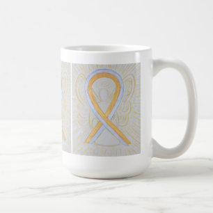 Caneca De Café Prata e consciência Dourada Fita Angel Art Mug