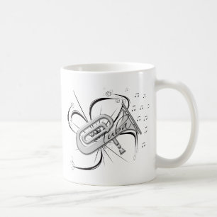 Caneca De Café Prata e notas da tuba