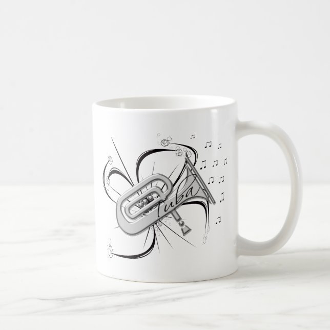 Caneca De Café Prata e notas da tuba (Direita)