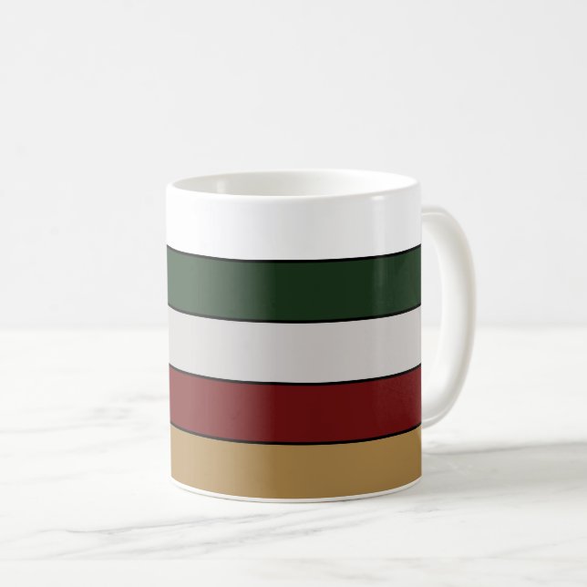 Caneca De Café Prata Vermelha Verde Dourada Natal E Banhas Branca (Frente Esquerda)
