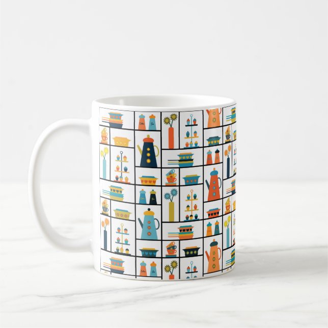 Caneca De Café Prateleiras modernas de Na moda retrô de meio sécu (Esquerda)