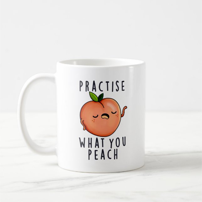Caneca De Café Pratique o que você prega no trocadilho Fruta posi (Esquerda)
