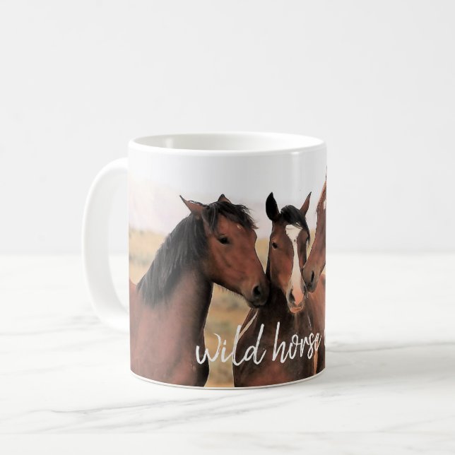 Caneca De Café Prato de Cavalo Selvagem (Frente Esquerda)