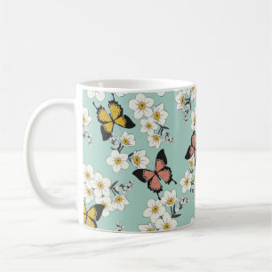 Caneca De Café Prato de flores silvestres sem costura romântica