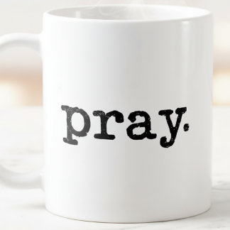 Caneca De Café Pray Retro Tipografia Moderna Preto e Branco