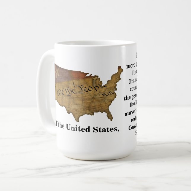 Caneca De Café Preâmbulo da Constituição dos Estados Unidos (Frente Esquerda)