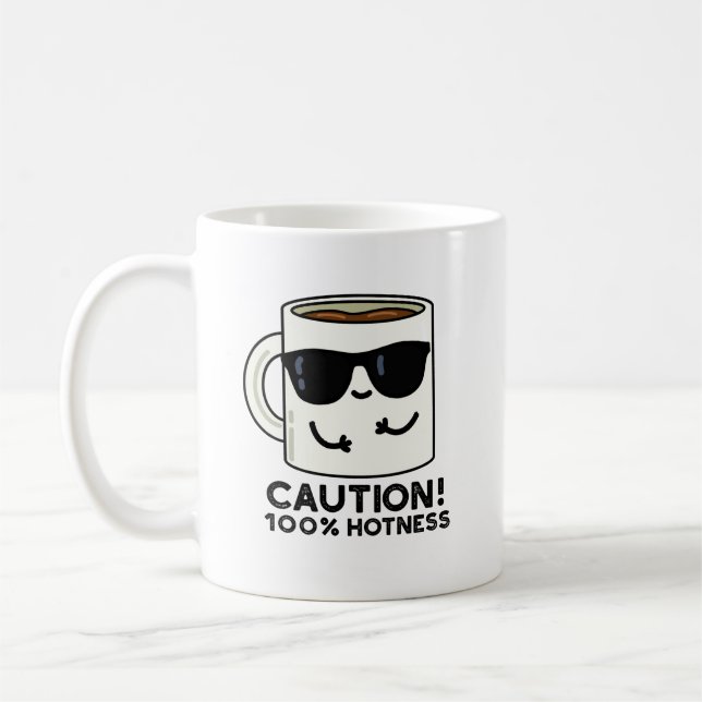 Caneca De Café Precaução 100% de Hotness Café Pun (Esquerda)