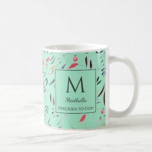 Caneca De Café Precioso Personalizado DO MONOGRAMA Floral Neo Min