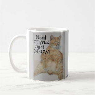 Caneca De Café Preciso De Café Direto! Gato Gordo Manx Sentado E