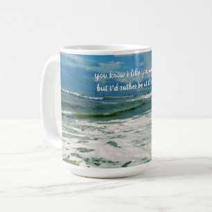 Caneca De Café Preferencialmente Estará Na Praia Custom Text