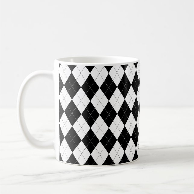 Caneca De Café Prefixo de Estilo Negro e Branco Geométrico (Esquerda)