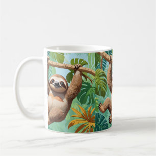 Caneca De Café Preguiça em uma árvore 