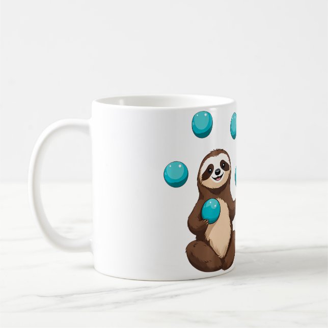 Caneca De Café Preguiça Engraçada e Fofa Fazer Malabarismo com Bo (Esquerda)