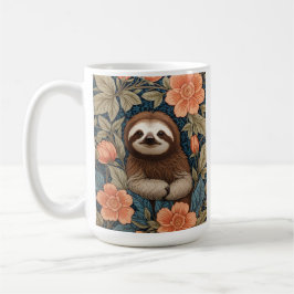 Caneca De Café Preguiça Fofa Elegante Floral Inspirada em William