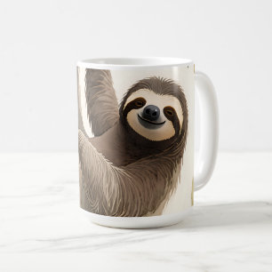 Caneca De Café Preguiça Suspensa Fofa Aquarela Sorriso Relaxado