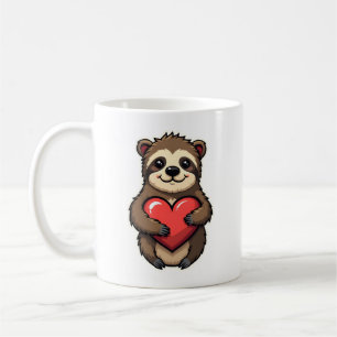 Caneca De Café Preguiça Vintage Coração Arte Animal Amor Retrô 2