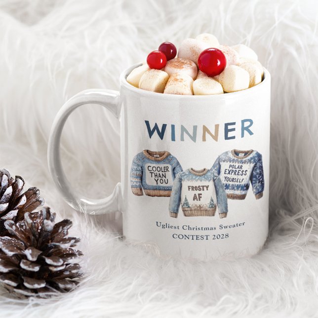 Caneca De Café Prêmio da Competição de Suéter de Natal Feio e Div (Criador carregado)