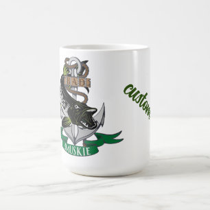Caneca De Café Prêmio de Âncora de Barco com Muskie Ruim