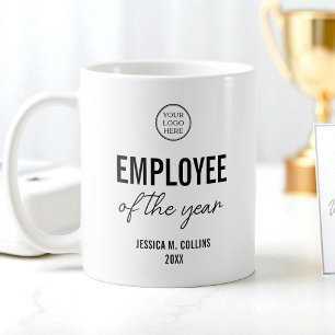 Caneca De Café Prêmio Funcionário do Ano Logotipo da Empresa