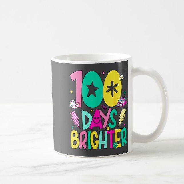 Caneca De Café Preppy 100 Days Brighter Happy 100th Day Of School (Direita)