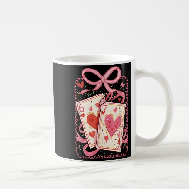 Caneca De Café Preppy 6 7 Valentine Couple Love Hearts Playing Ca (Direita)