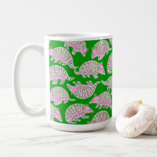 Caneca De Café Preppy Armadillos verde-rosa