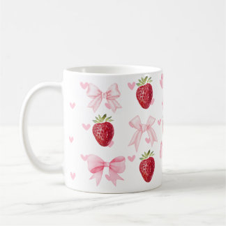 Caneca De Café Preppy Coquette Arco Mug Strawberry Pink Girly